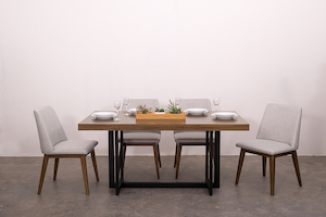 The Blackburn offers an understated industrial design to your interior look. The combination of matte black steelwork and solid mahogany wood creates a sleek, modern & fresh look.<br>

<br><b>On Frame:</b> <br>6 Seater Dining Table - Size: 160x90x76H cm. <br>Dining Chairs - Size: 47x54x85H cm.
<br>Round Dining Table (4 seater) -  Size: Diameter 100x76H cm
<br>Sideboard / Crokery Cabinet - Size: 110x45x85H cm