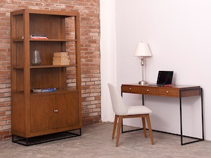 
<br>Study Desk - Size: 120x50x76H cm <br>Chair - Size: 47x54x85H cm.
<br>Bookshelf with storage - Size: 95x45x190H cm