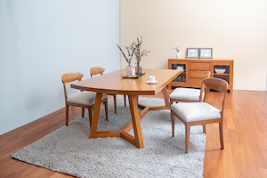 The Armadale blends Asian & Scandinavian design into one. Best done in light natural finish, it will add an easy, relaxed atmosphere to your space.

<br><b>On Frame:</b> 
<br>Dining Table for 6 (180x100x76 cm) 
<br>Dining Chairs
<br>Sideboard / Crockery Cabinet (150x45x90 cm)