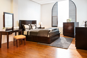 The Knox Collection offers sleek, strong, straight line design which create a modern ambiance in your room. The minimal use of hardware also signifies the beauty of wood and introduces less clutter.
<br>
<br>Items:
<br>Bed Frame with Headboard & Mattress 
<br> King size: 180 x 200 - Queen size: 160 x 200 - Single size: 100 x 190 cm
<br>Bedside Tables (60W x 45D x 65H cm)
<br>Dresser (168W x 53D x 90H cm)
<br>Chest of Drawers (110W x 50D x 120H cm)
<br>Vanity with stool (115W x 45D x 75H cm)