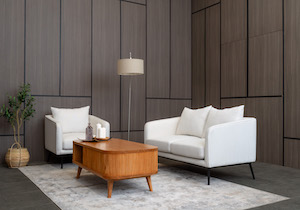 The Parkville collection is designed with a modern tropical feel in mind. The collection is exclusively done in Mindi / White Cedar wood, which is still part of the mahogany family. The natural finish of the wood and the unique design will simply bring an airy  ambience to your space.
<br><b>On Frame:</b> <br>3-2-1 Seater Sofa
<br>Coffee Table -  Size: 120x60x44H cm & Side Table - Size: Diameter 58 x 59,5H cm
<br>TV Sideboard - Size 180x40x56H cm)
