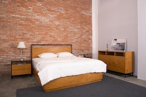 The Blackburn offers an understated industrial design to your interior look. The combination of matte black steelwork and solid mahogany wood creates a sleek, modern & fresh look.

<br><b>On Frame:</b> 
<br>Bed Frame with Headboard & Mattress 
<br>Available in King size: 180 x 200 - Queen size: 160 x 200
<br>Bedside Tables (65W x 45D x 60H cm) & Dresser (140W x 50D x 90H cm)