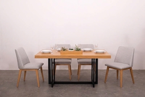The Blackburn offers an understated industrial design to your interior look. The combination of matte black steelwork and solid mahogany wood creates a sleek, modern & fresh look.<br>

<br><b>On Frame:</b> <br>6 Seater Dining Table - Size: 160x90x76H cm. <br>8 Seater Dining Table - Size: 210x105x76H cm <br>Dining Chairs - Size: 47x54x85H cm.
<br>Round Dining Table (4 seater) -  Size: Diameter 110x76H cm
<br>Sideboard / Crokery Cabinet - Size: 110x45x85H cm